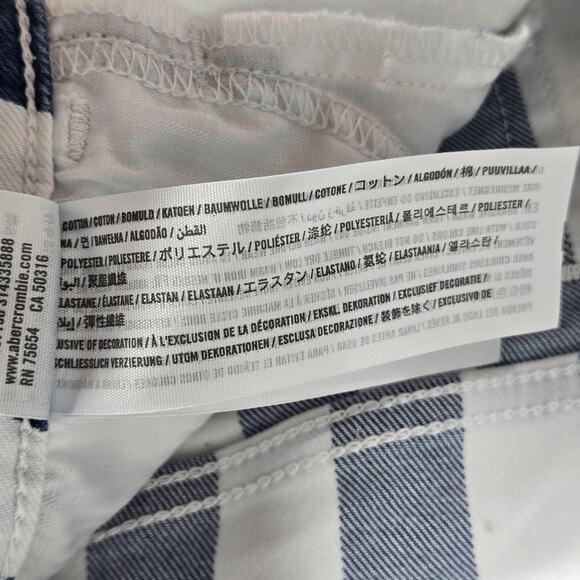 Hollister Jeans Womens 0R Blue White Striped Ultra High-Rise Mom Stretch W24 L27 - Picture 6 of 11